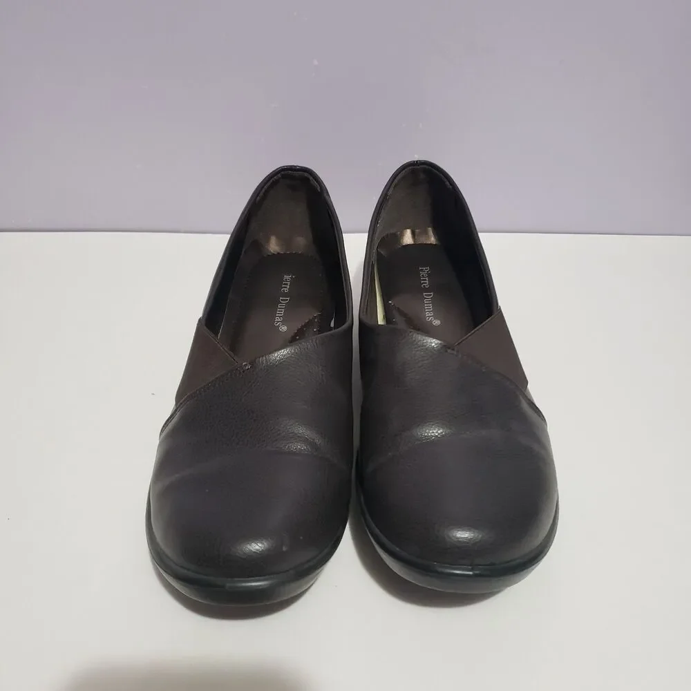 Pierre Dumas Sz 11 Brown Faux Leather Women's Slip On Dress Shoes